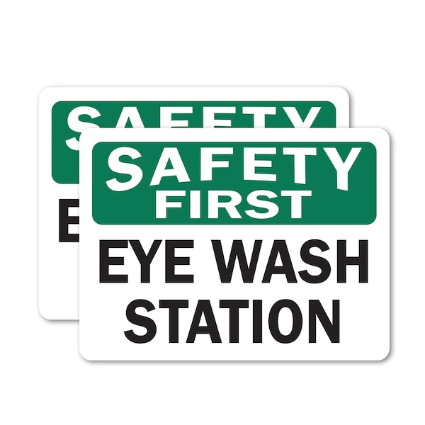 Signmission OSHA Safety First Decal - Eye Wash Station, 5 in W x Rectangle, Vinyl Decal OS-2PACK-SF-D-35-L-19585 - main